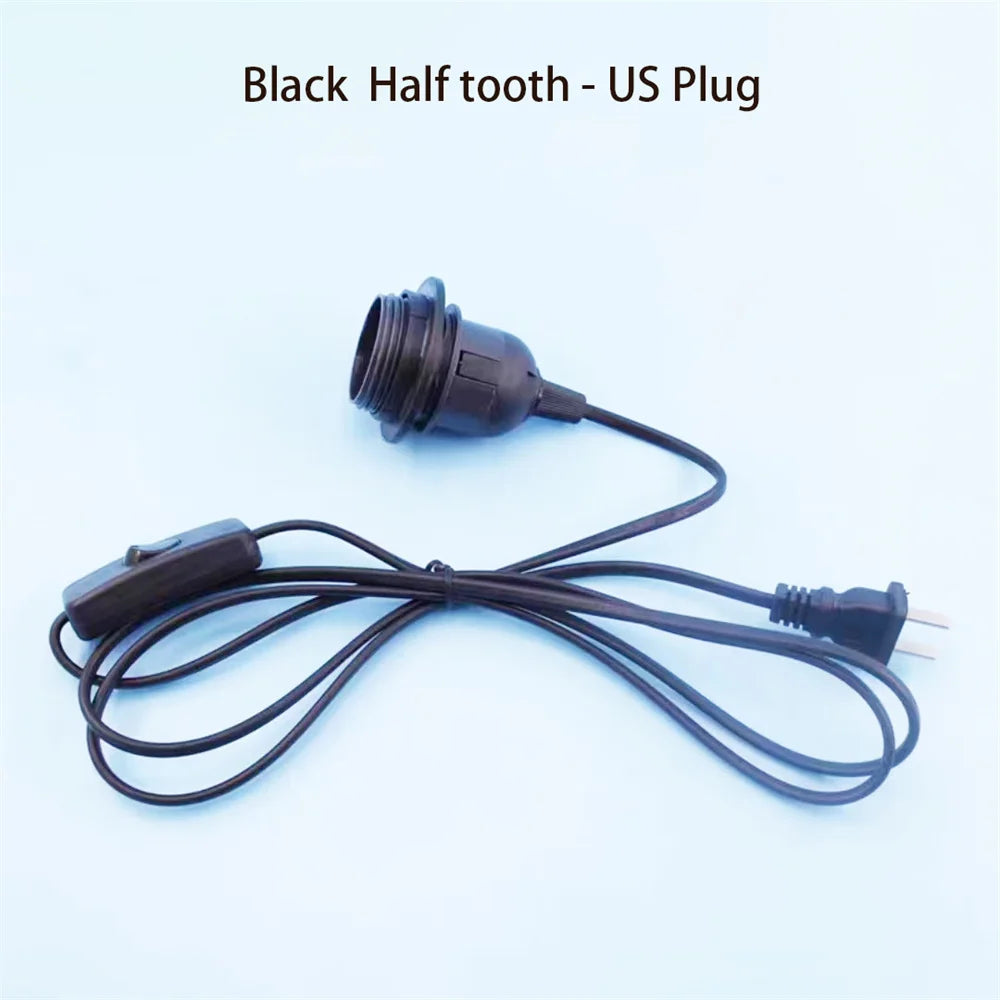 1.8M Lamp Base Holder Power Cord Cable E26 E27 EU/US Hanging Pendant LED Light Fixture Socket Cord Adapters With Switch Wire