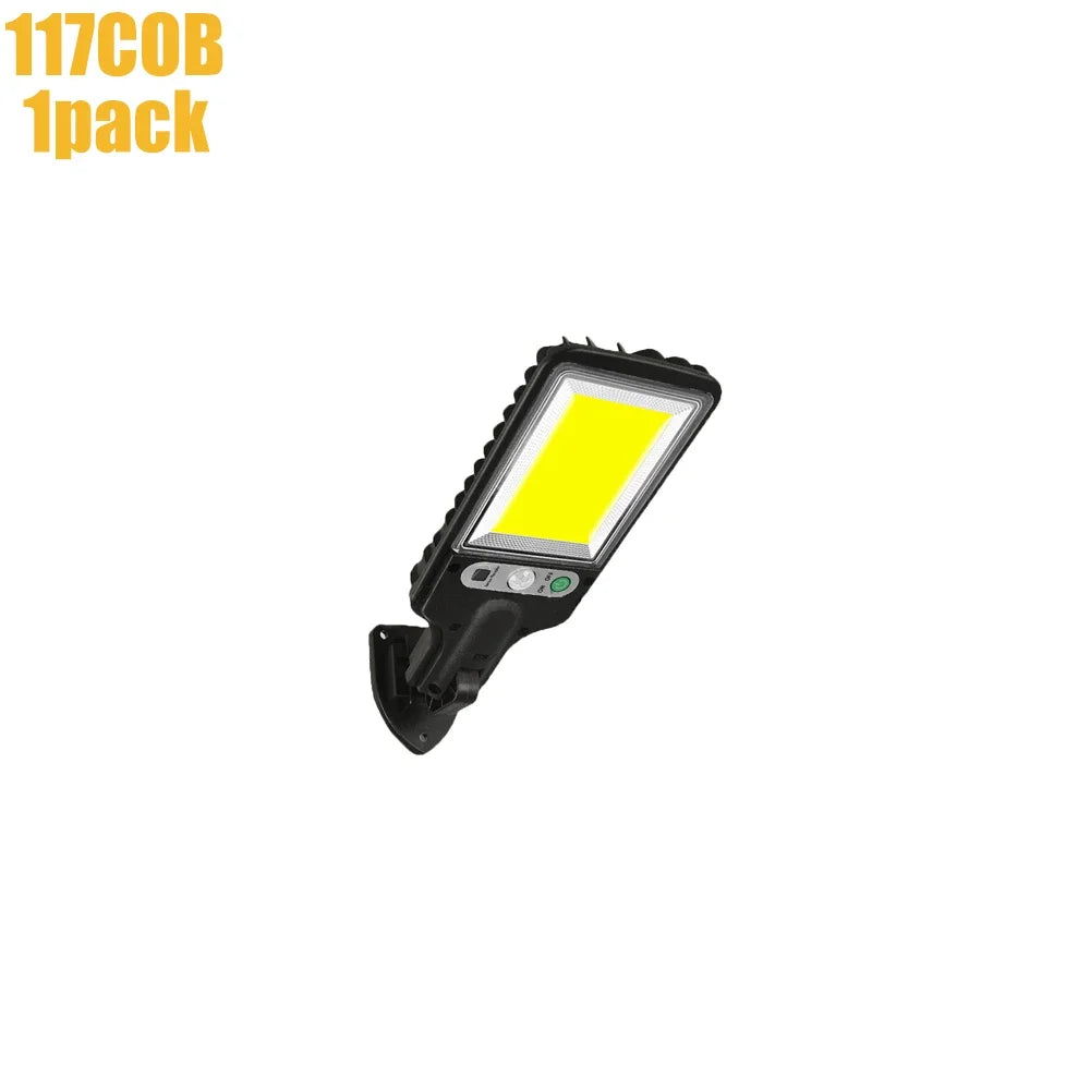 Solar Motion Sensor Lights Solar Powered LED Security Lights with 117 COB 3 Lighting Modes for Garden Fence Patio Garage