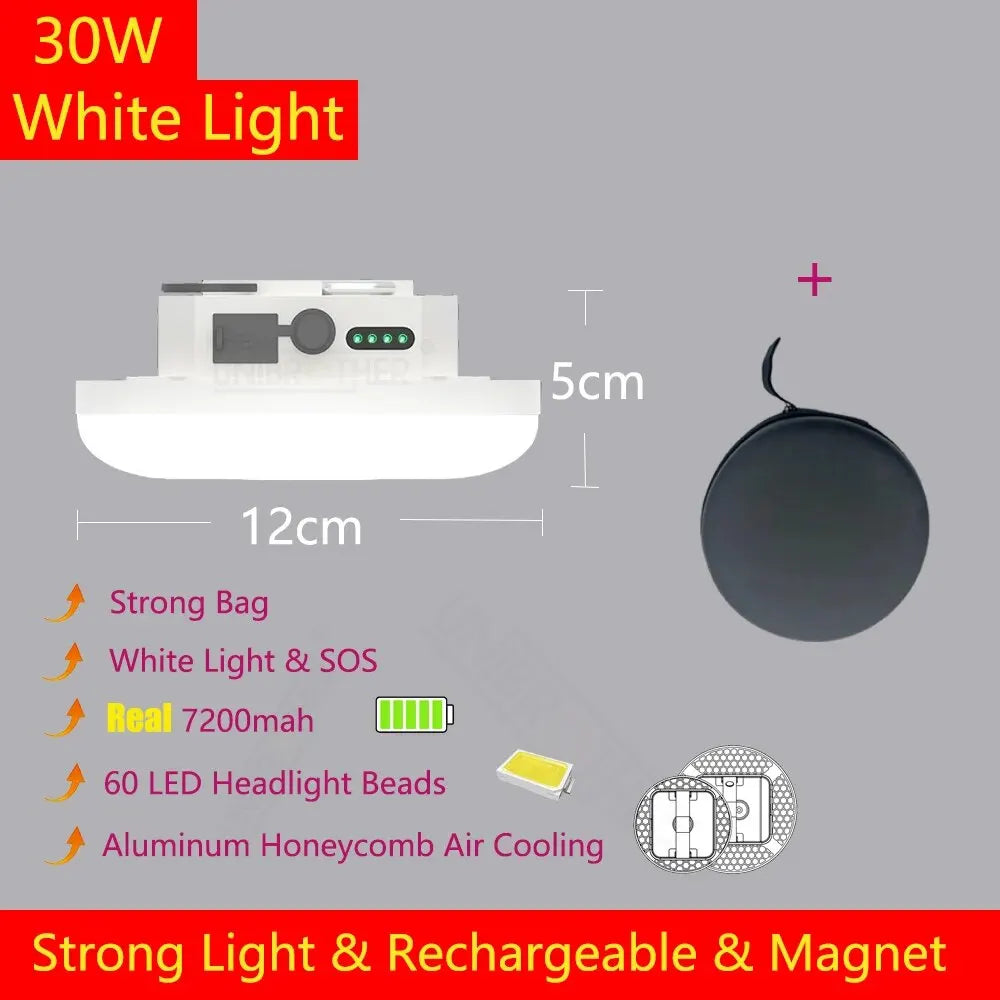 13500mAh Remote Control LED Rechargeable Camping Lantern Magnet Strong Light Portable Flashlights Tent Lights with Case Bag
