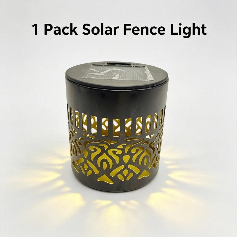 Solar Fence Lights, IP65 Waterproof Metal Wall Lamp for Outdoor Garden Yard Deck Steps Patio Decoration