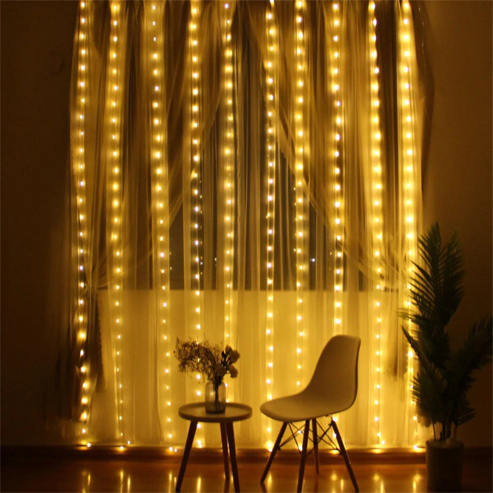 3M 6M USB LED Curtain 8 Modes Light with Remote Wedding Bedroom Living Room Ramadan Decorations EID Mubarak Valentine's Day 2026