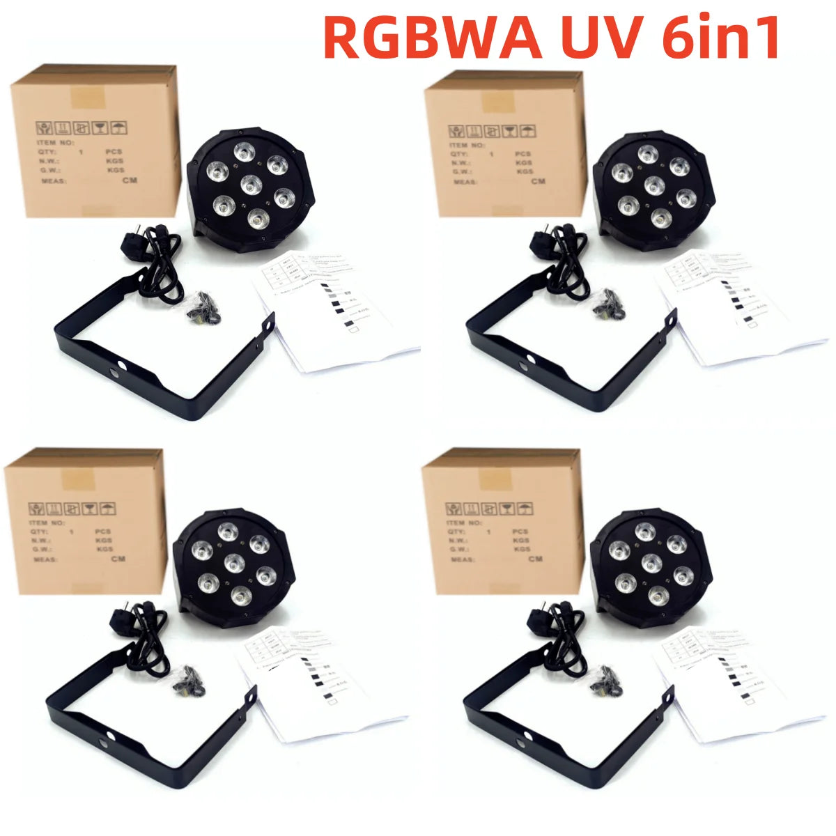 4PCS 7x18W LED Flat SlimPar RGBWA UV Light 6in1 LED Wash DJ Light Stage Dmx512 Stage Lighting