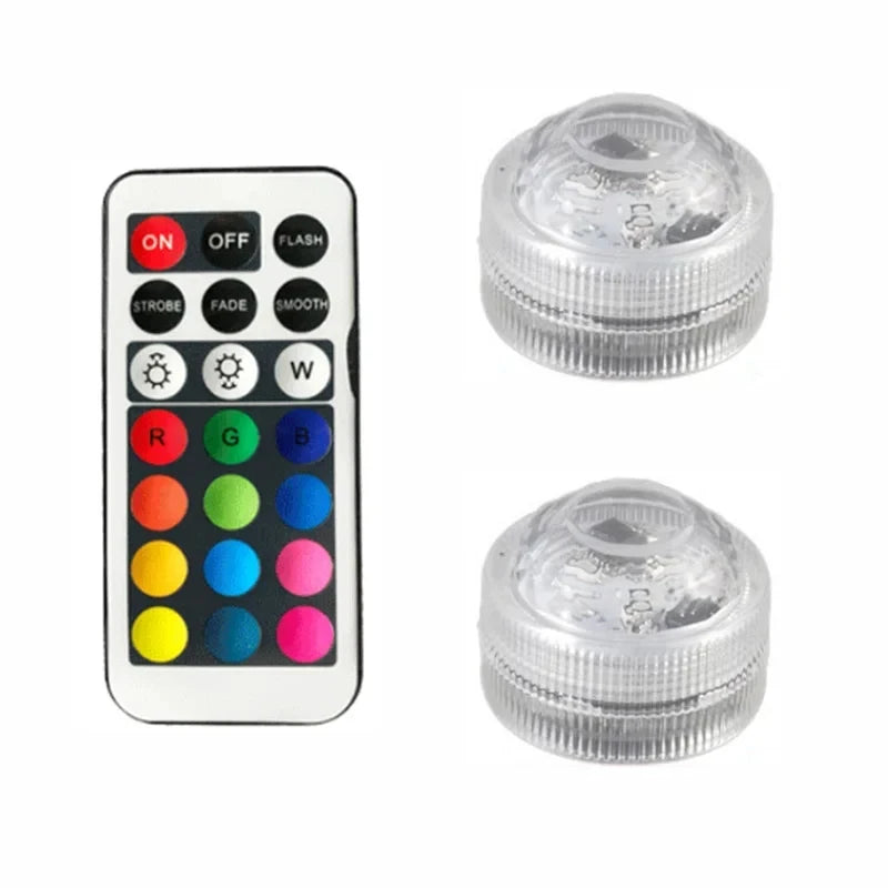 RGB Submersible Lights Remote Control Underwater Led Light Battery Operated Night Lamp For Halloween Vase Wedding Party Decor