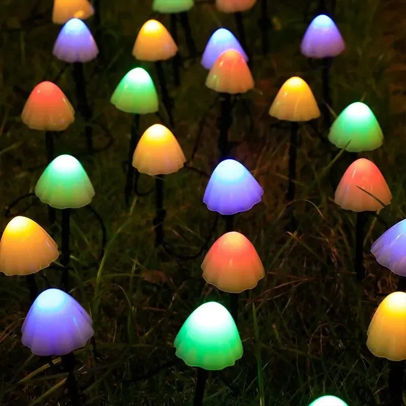 Mushroom String Lights Solar Fairy Lawn Lamp Outdoor Landscape Camping Garden Party Terrace Decoration Lights