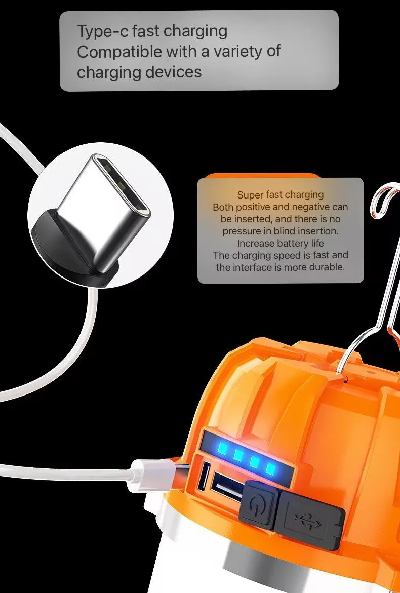 HOMEFISH Camp Lamp, Outdoor Tent Light, Portable Lantern, Multifunctional Emergency Light, Battery Powered (Without Batteries )