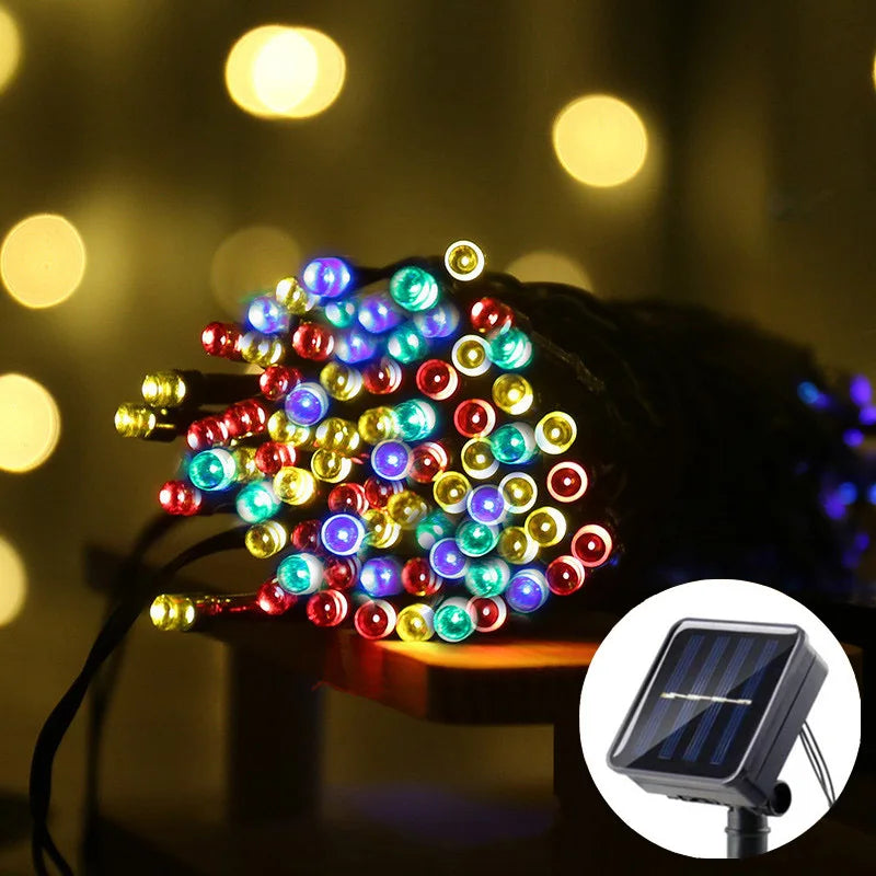 Solar String Light Fairy Outdoor Garden Waterproof Lamp 2025 Christmas Garland Xmas Holiday Party Home Halloween Decoration