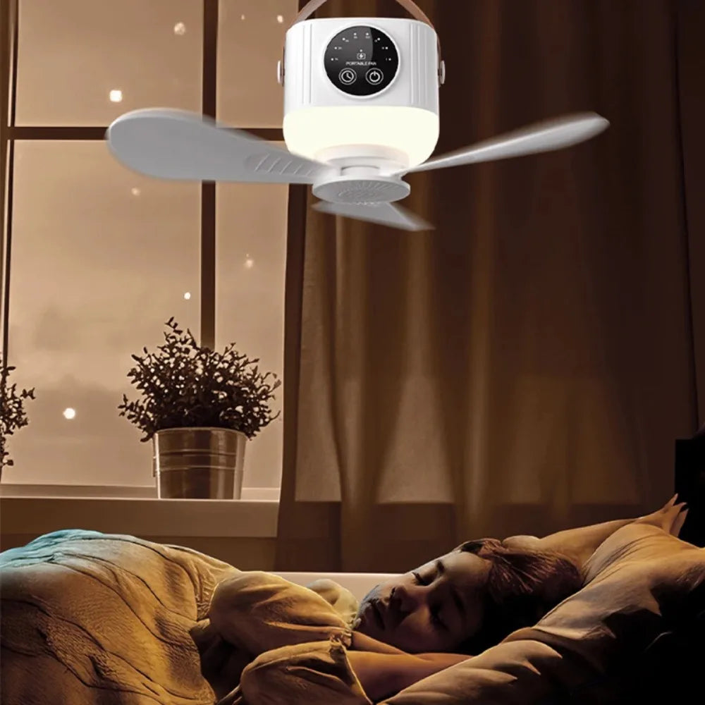 New Wireless Portable Rechargeable Ceiling Fan for Student Dormitories, Small Portable Outdoor Camping, USB Plug-In Style Fan