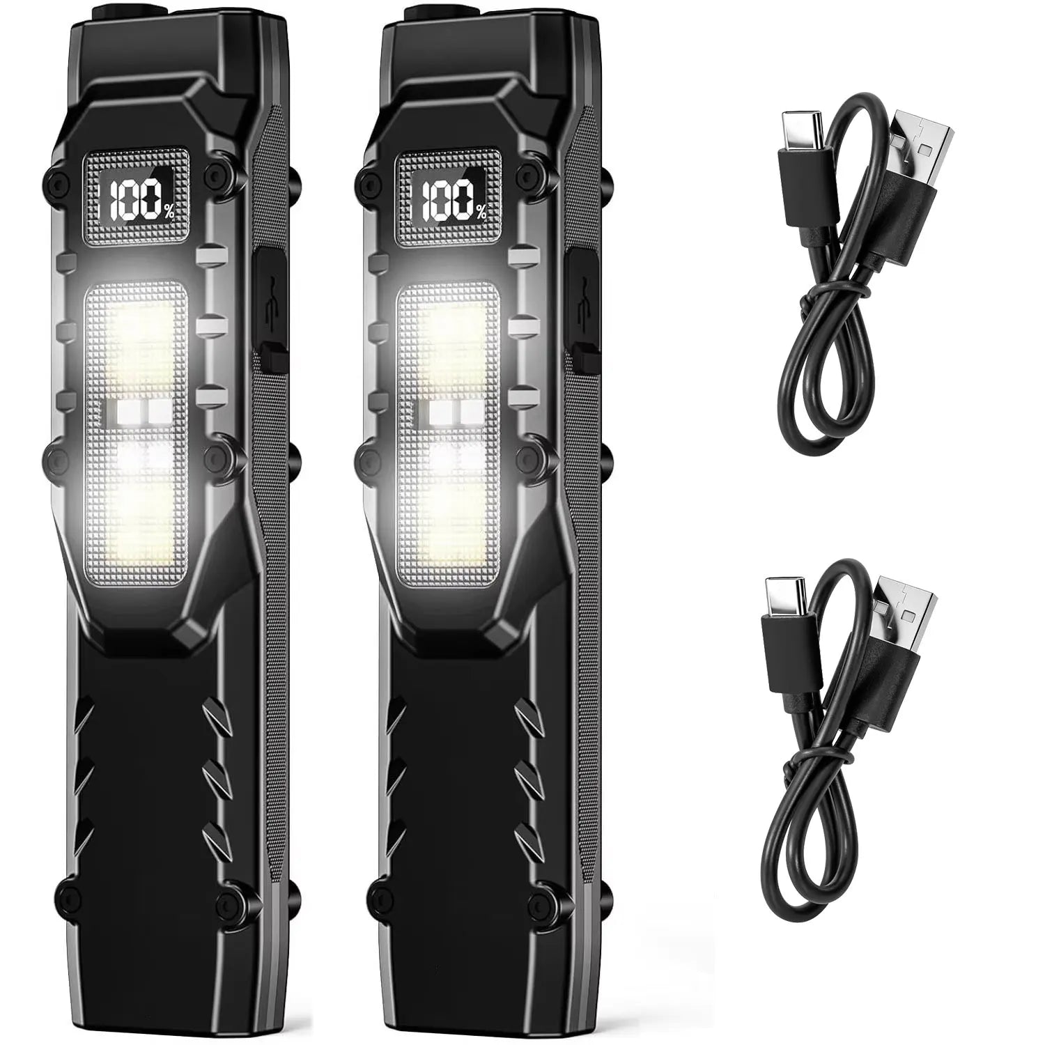 eDC tactical flashlight,1100LM rechargeable lED flat flashlight w/Clip & digital display,Pocket flashlight for camping emergency