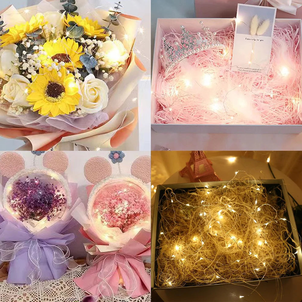 LED Copper Wire String Lights Waterproof Fairy Lights Battery Powered Garland DIY Christmas Party Wedding  Holiday Decoration
