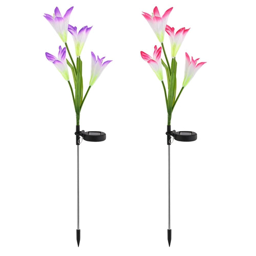 Solark 2Pcs Purple Solar Garden Lights - Iron Flower Design For Outdoor Decor
