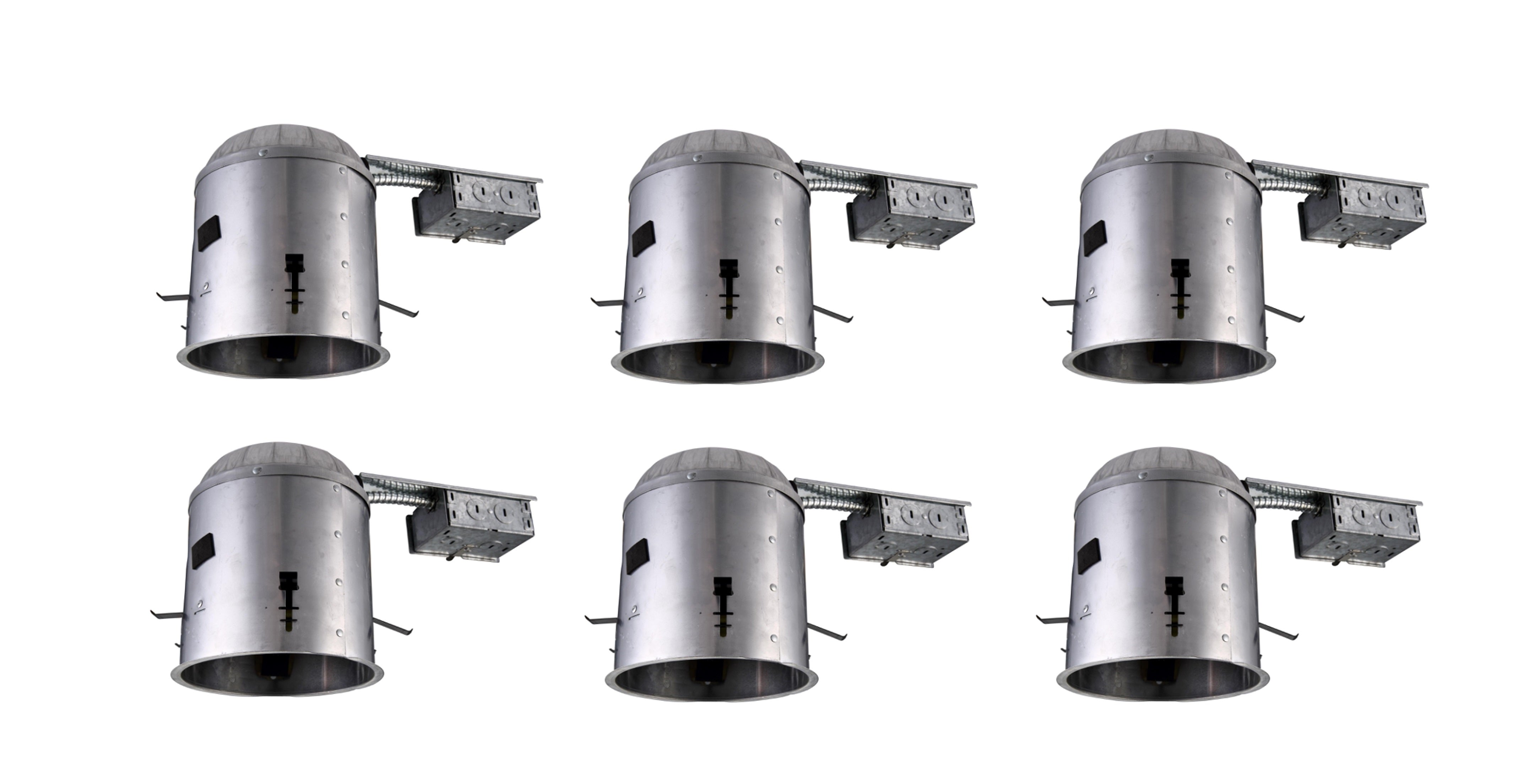 Elitco Lighting Tc6R-E26-6Pk Recessed-Light-Fixture-Trims 5&quot; Non-Ic Remodel Housing, 120V, E26 Socket, Fits Par30/Br30/R30, 75Wmax 6 Pack