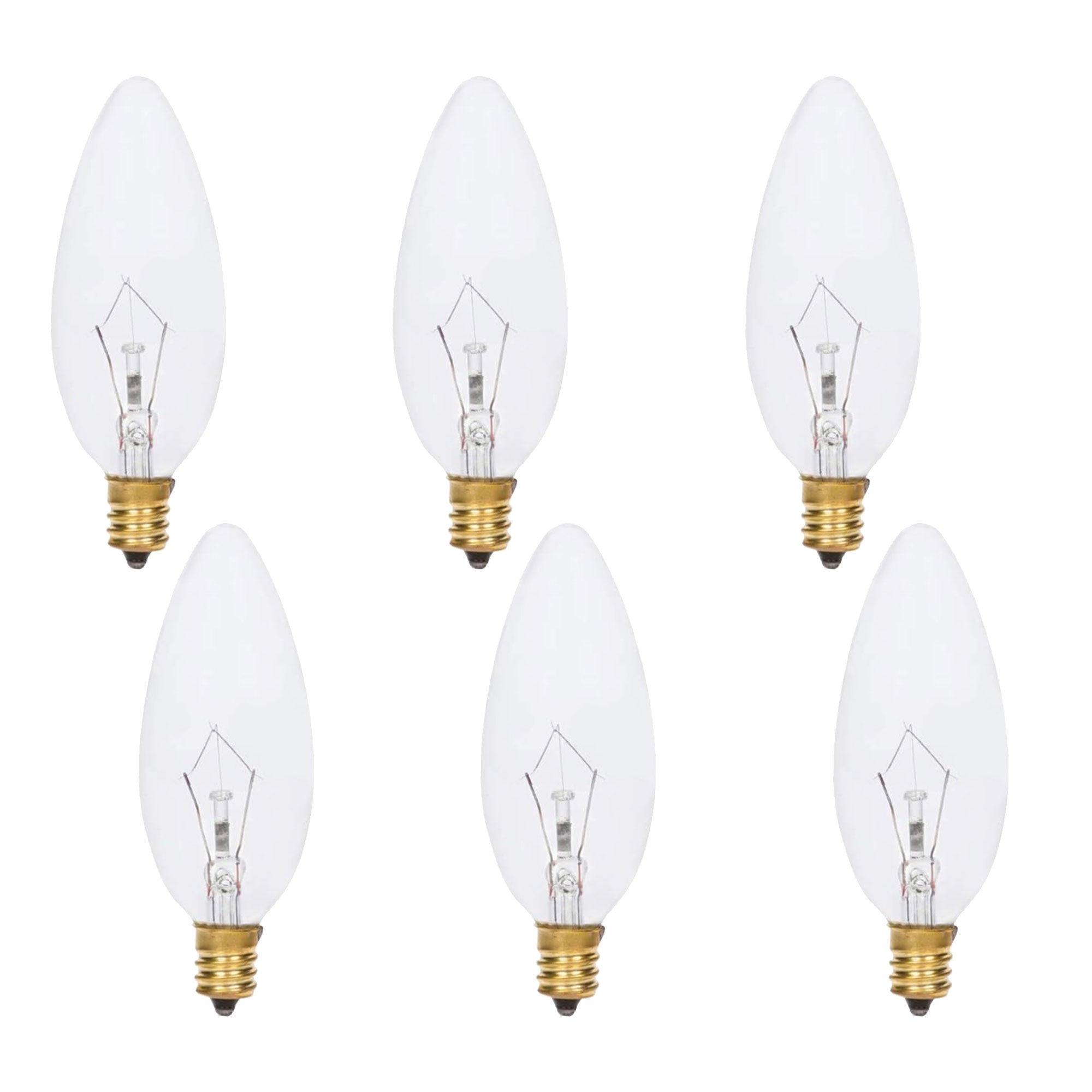 Foundation™ 40-Watt Full Spectrum Incandescent Dimmable Light Bulb - 3000K Soft White, E12 Candelabra Base, Torpedo - 6-Pack