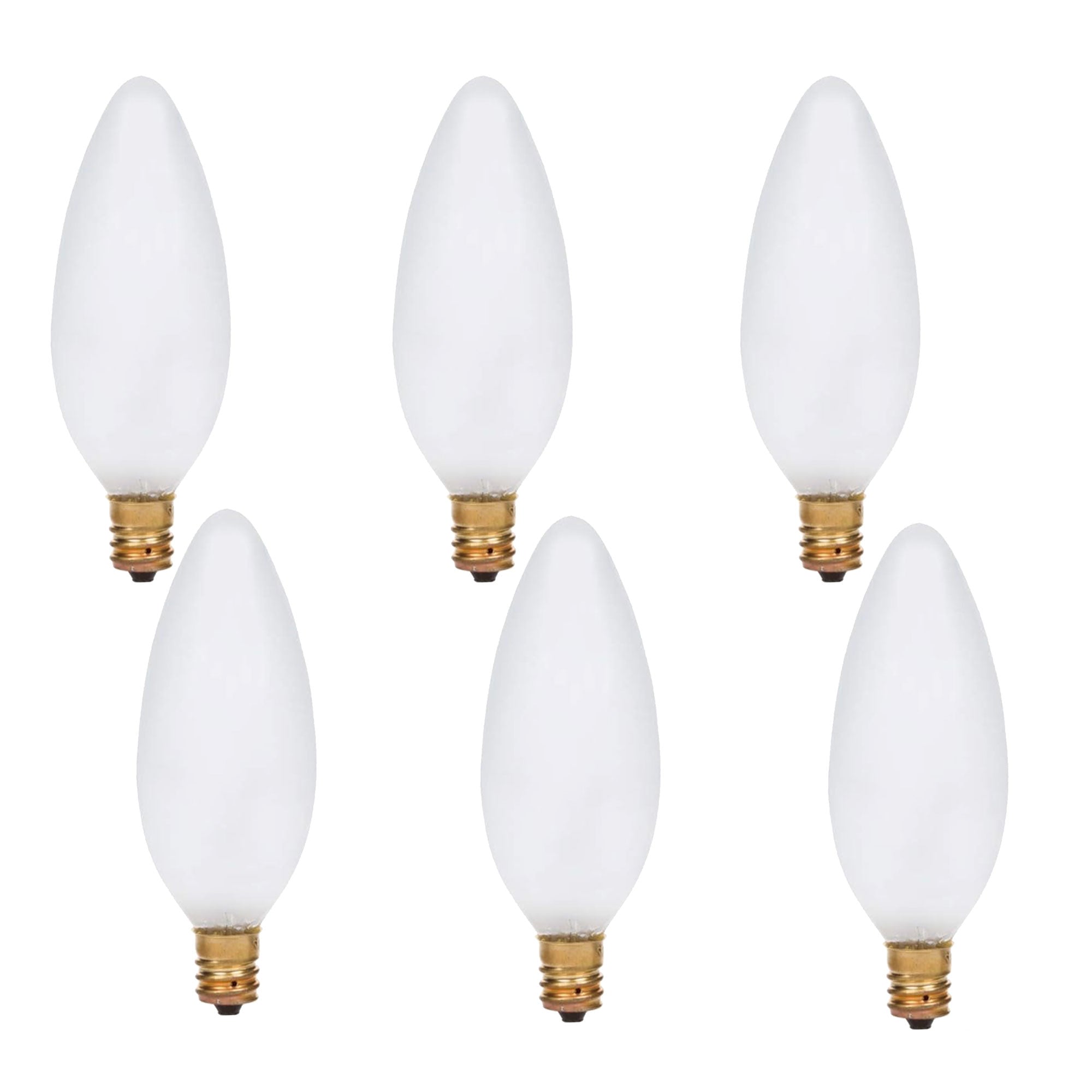 Foundation™ 40-Watt Full Spectrum Incandescent Dimmable Light Bulb - 3000K Soft White, E12 Candelabra Base, Torpedo - 6-Pack
