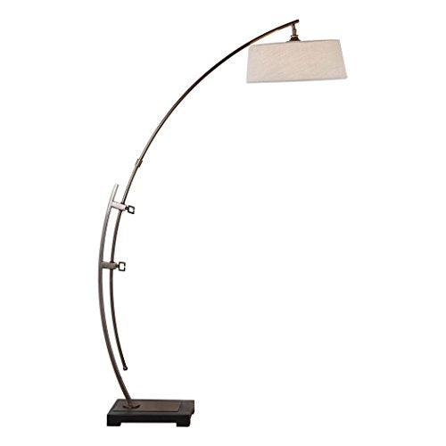 Uttermost Floor Lamp - 1 Light, Dark Oxidized Bronze/Matte Black, Iron/Fabric, 64in W x 73.5in H x 18in D,
