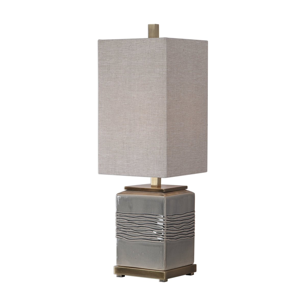 Uttermost Buffet Lamp - 1 Light, Ceramic, Warm Gray Glaze/Antique Brass, 10in W x 31.75in H x 10in D, Model 296