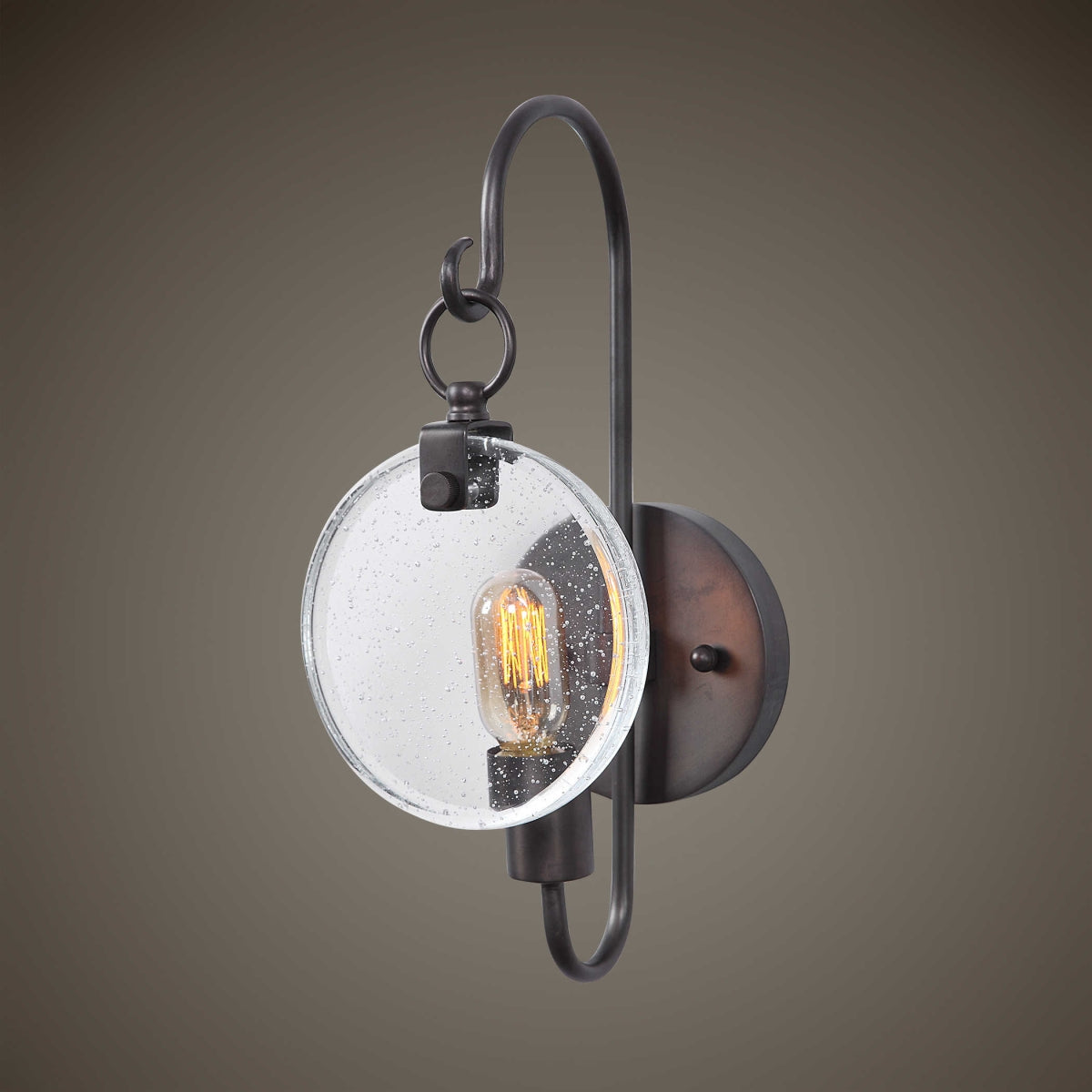 Uttermost Whitten Wall Sconce - 1 Light, Acid Oxidized Dark Bronze, 7inW x 7.5inD x 17inH, Model 22520, Other Material