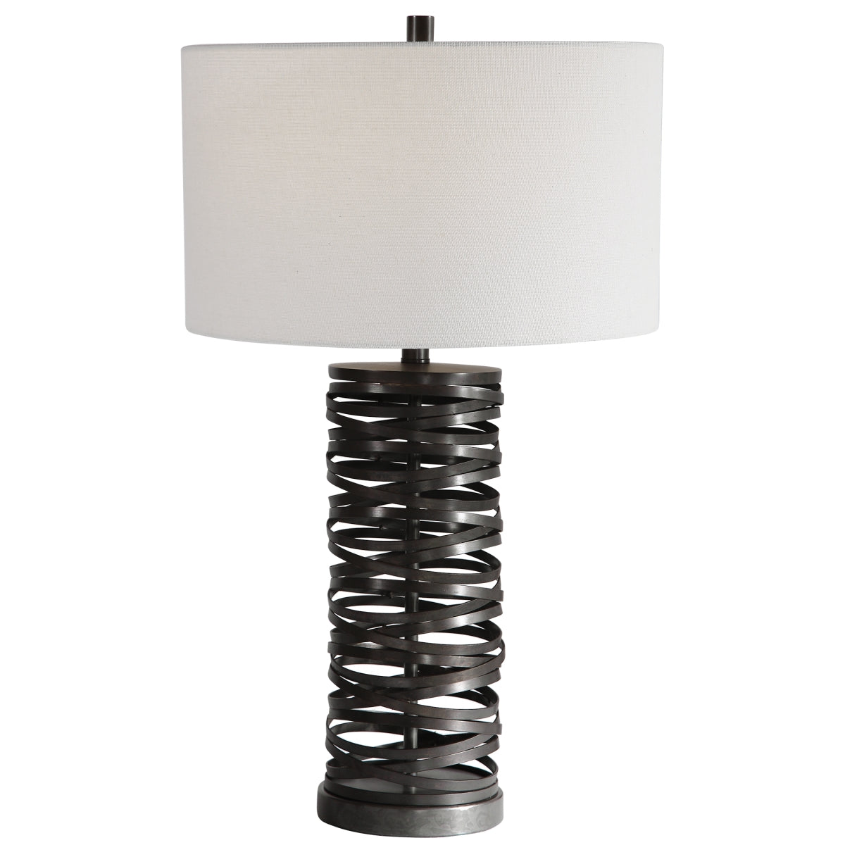 Uttermost Alita Table Lamp - 1 Light, Aged Rust Black, Steel & Fabric, 17inW x 17inD x 29.75inH, Model 28213