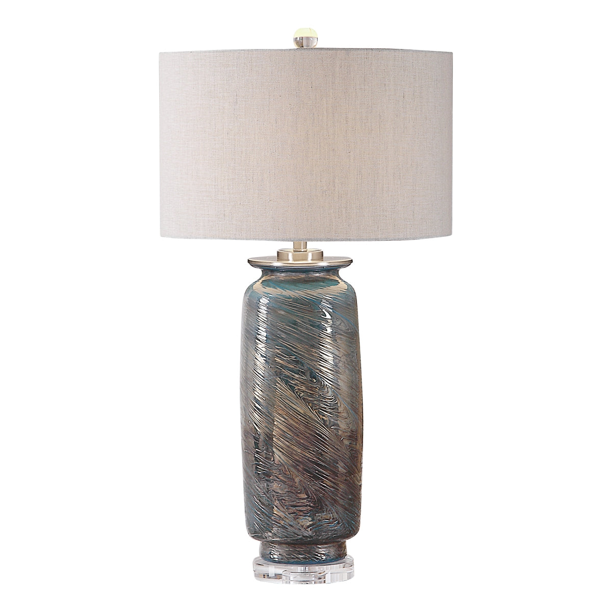 Uttermost Olesya Table Lamp - 1 Light, Brushed Nickel/Crystal, 16inW x 16inD x 30.25inH, Model 27919, Glass Material