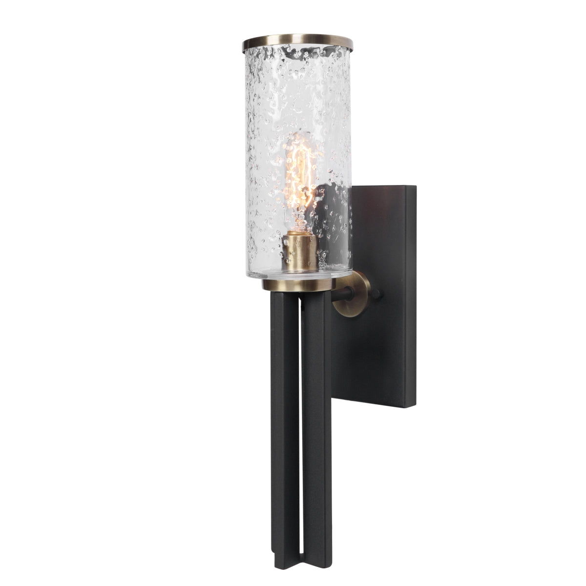 Uttermost Jarsdel Industrial Wall Sconce, 1 Light, Metal, Black/Antique Brass, 5.13in Wide x 7in Deep, Model 22522