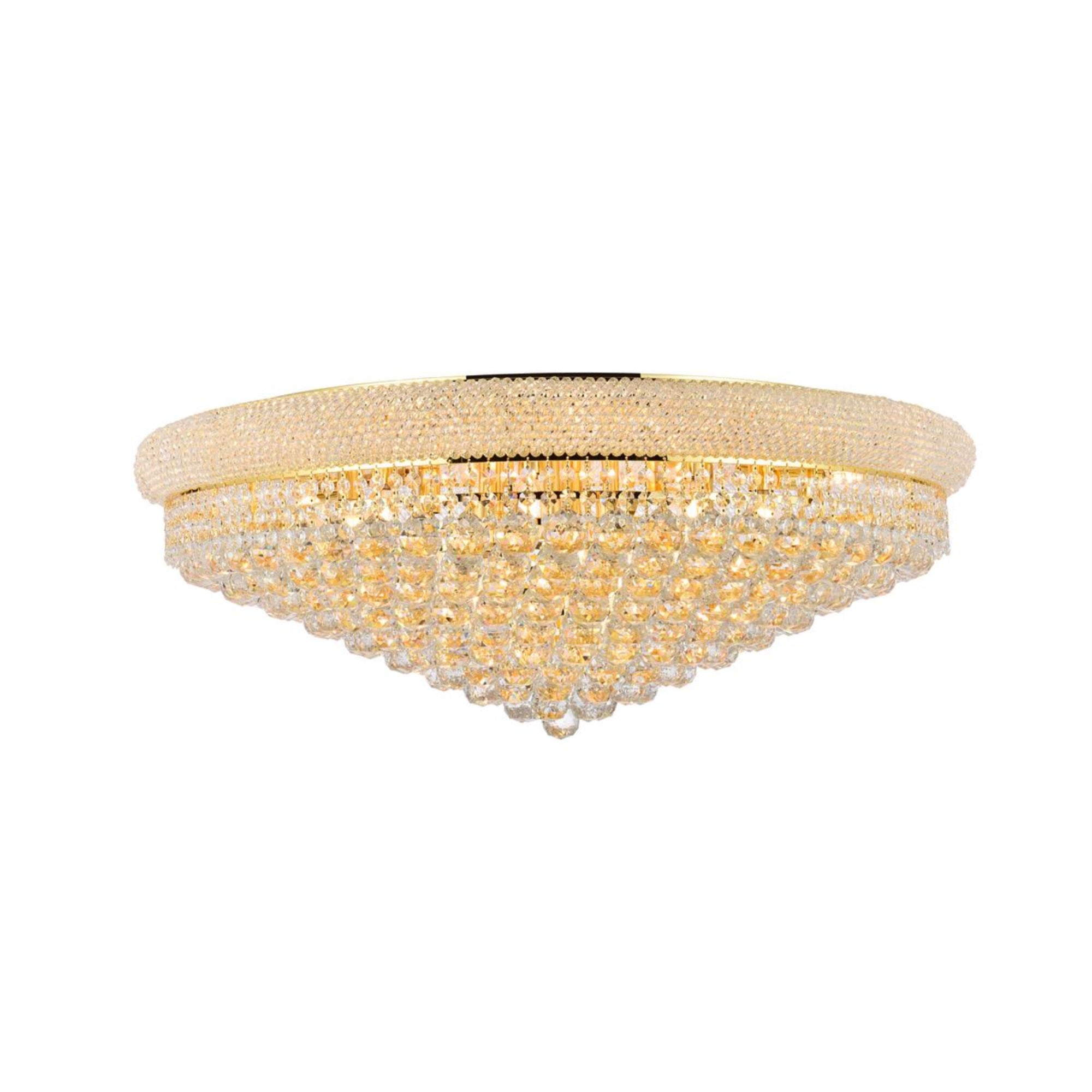 Elegant Lighting 1800F36G/Rc Royal Cut Clear Crystal Primo 20-Light, Single-Tier Flush Mount Crystal Chandelier, Gold Finish