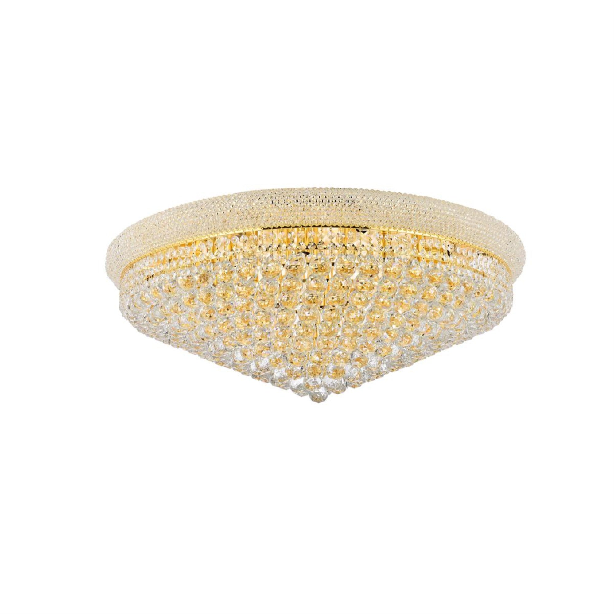 Elegant Lighting 1800F36G/Rc Royal Cut Clear Crystal Primo 20-Light, Single-Tier Flush Mount Crystal Chandelier, Gold Finish