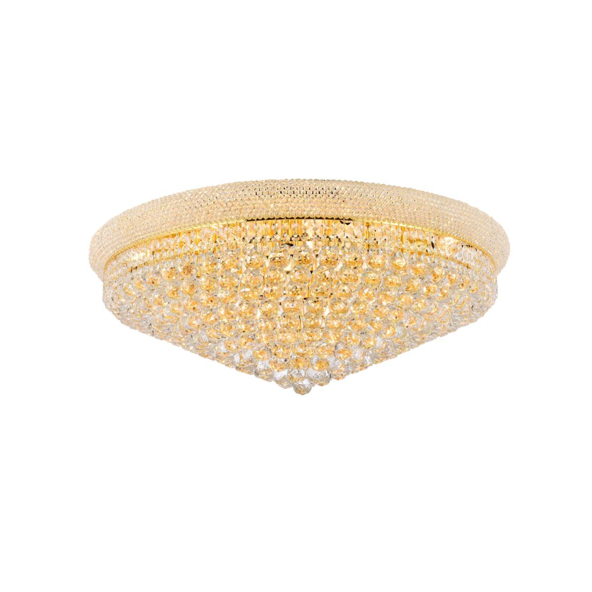 Elegant Lighting 1800F36G/Rc Royal Cut Clear Crystal Primo 20-Light, Single-Tier Flush Mount Crystal Chandelier, Gold Finish