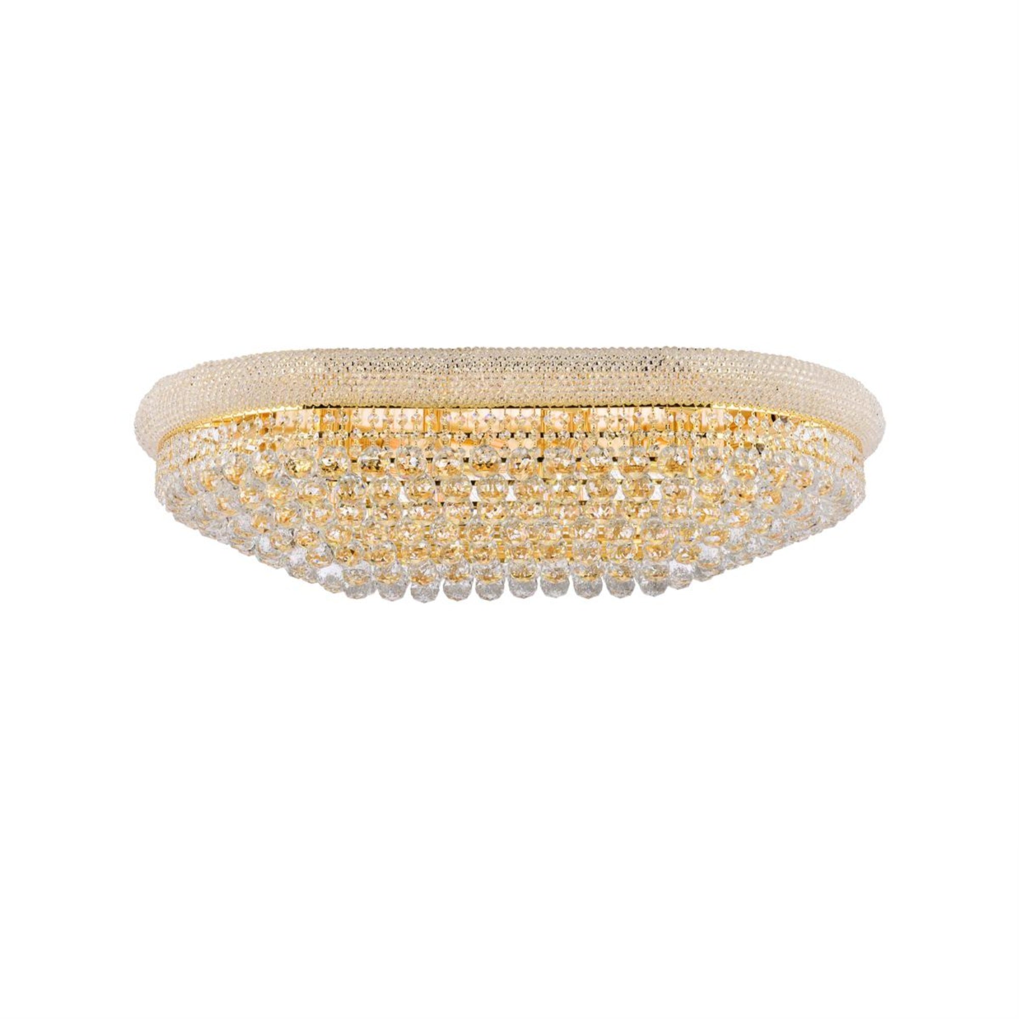 Elegant Lighting 1800F40Sg/Rc Royal Cut Clear Crystal Primo 24-Light, Single-Tier Flush Mount Crystal Chandelier, Finished In Gold With Clear Crystals