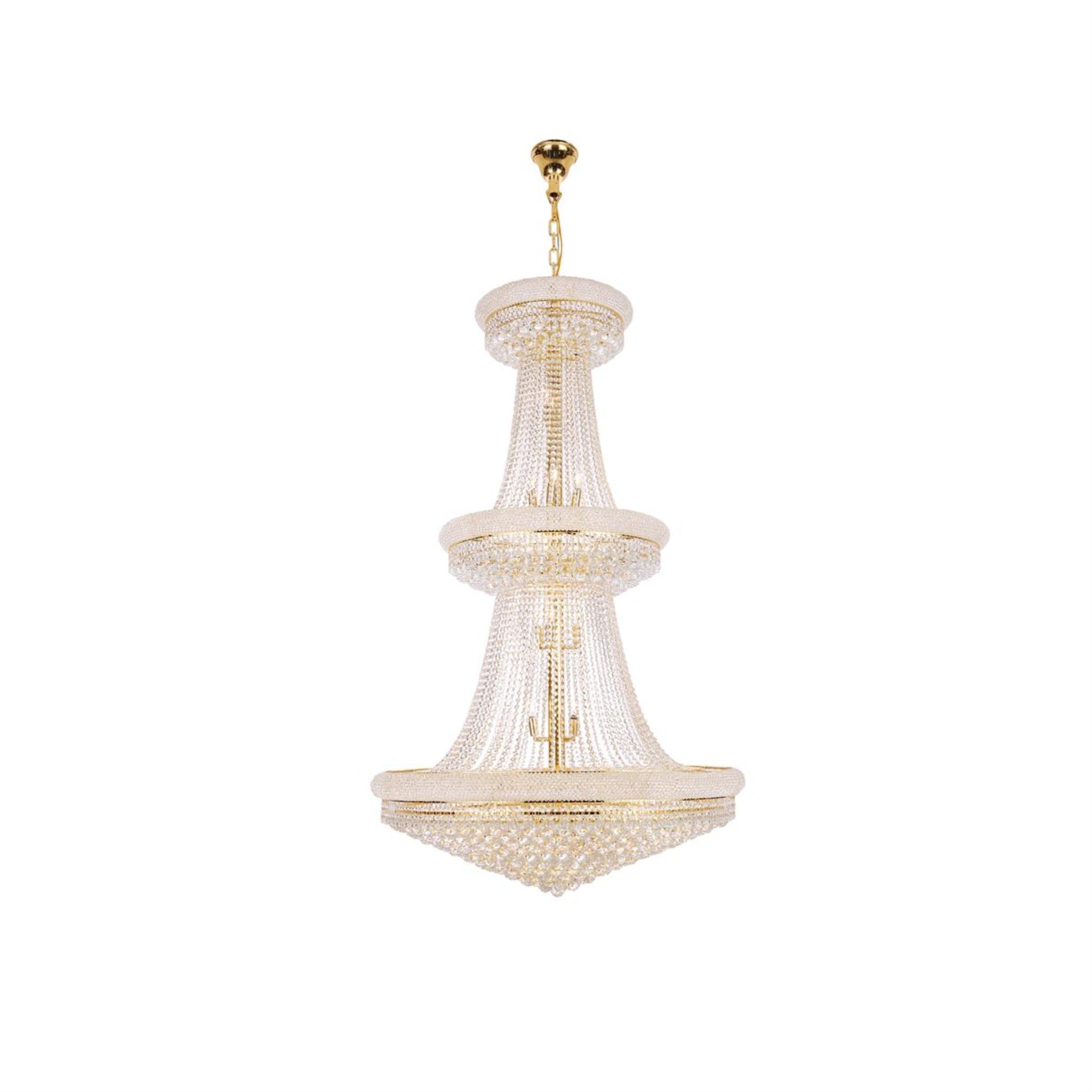 Elegant Lighting 1800 Primo Collection Large Chandelier 42" D X 72" H -38 Light,Gold Finish With Royal Cut Crystals