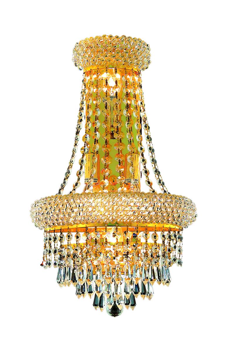 Elegant Lighting Two Light Wall Sconce, Crystal Style, Alloy Steel, Gold, Model V1802W12SG/RC