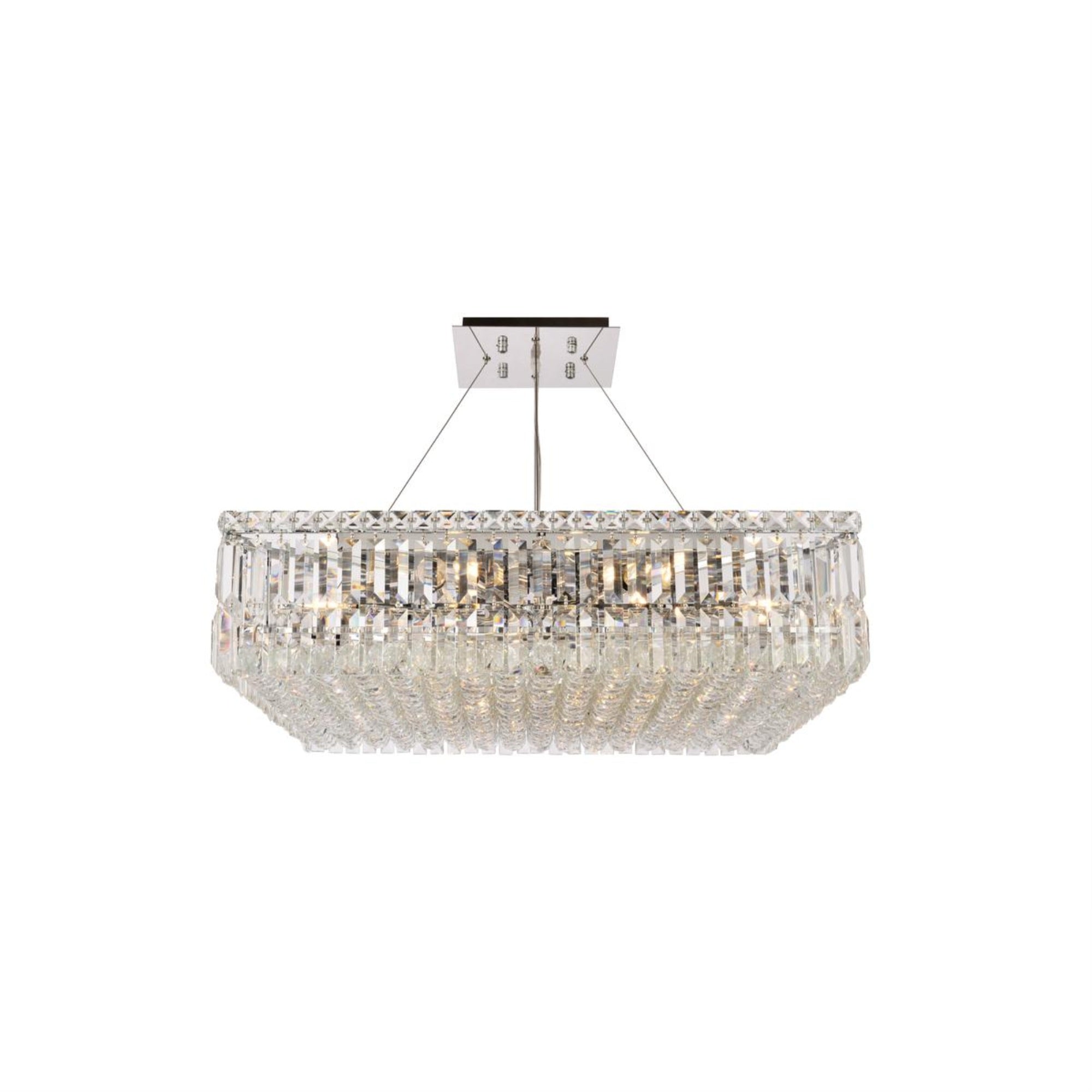 2032 Maxime Collection Hanging Fixture L28in W28in  H7.5in Lt:12 Chrome Finish (Royal Cut Crystals)