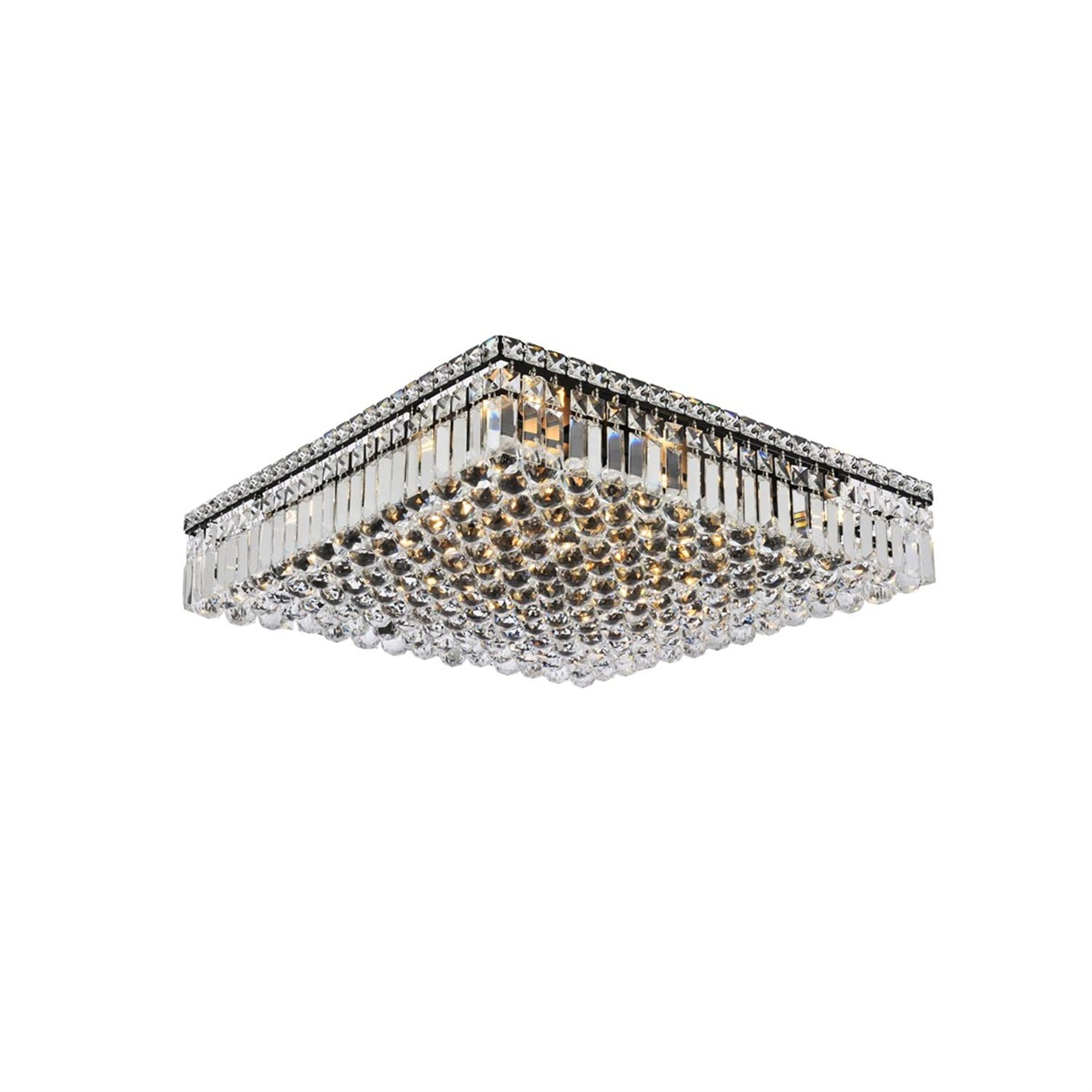Elegant Lighting Maxime 24&quot; Black Metal & Crystal Flush Mount Ceiling Light Fixture