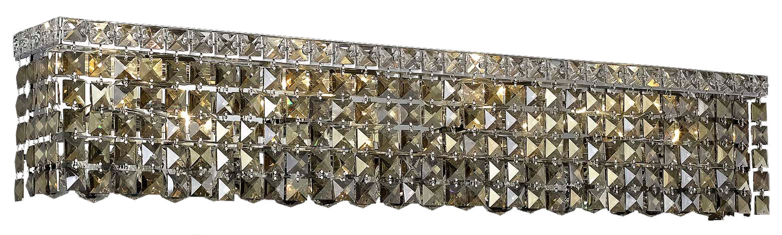 Maxime 6 light Chrome Wall Sconce Golden Teak (Smoky) Royal Cut Crystal