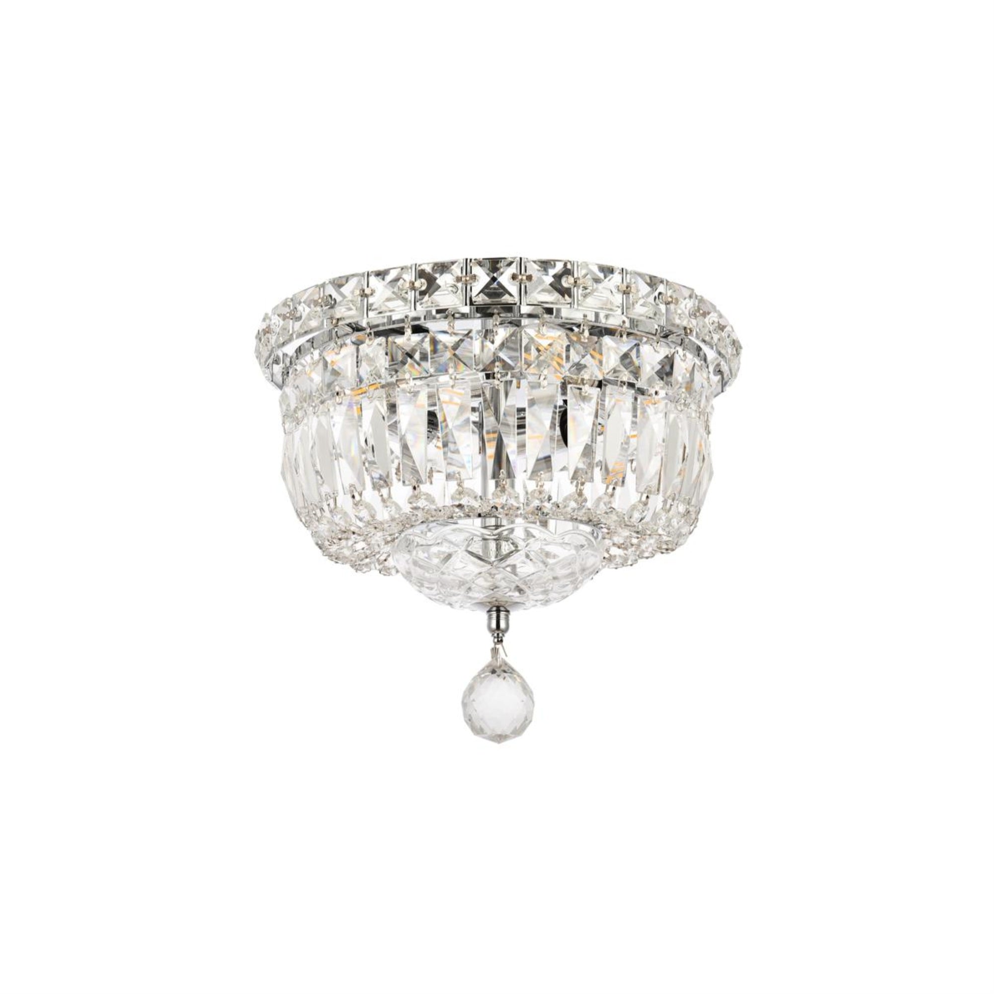 Elegant Lighting Royal Cut Crystal 4-Light Flush Mount Chandelier, Chrome Finish, Model 2528F10C/RC