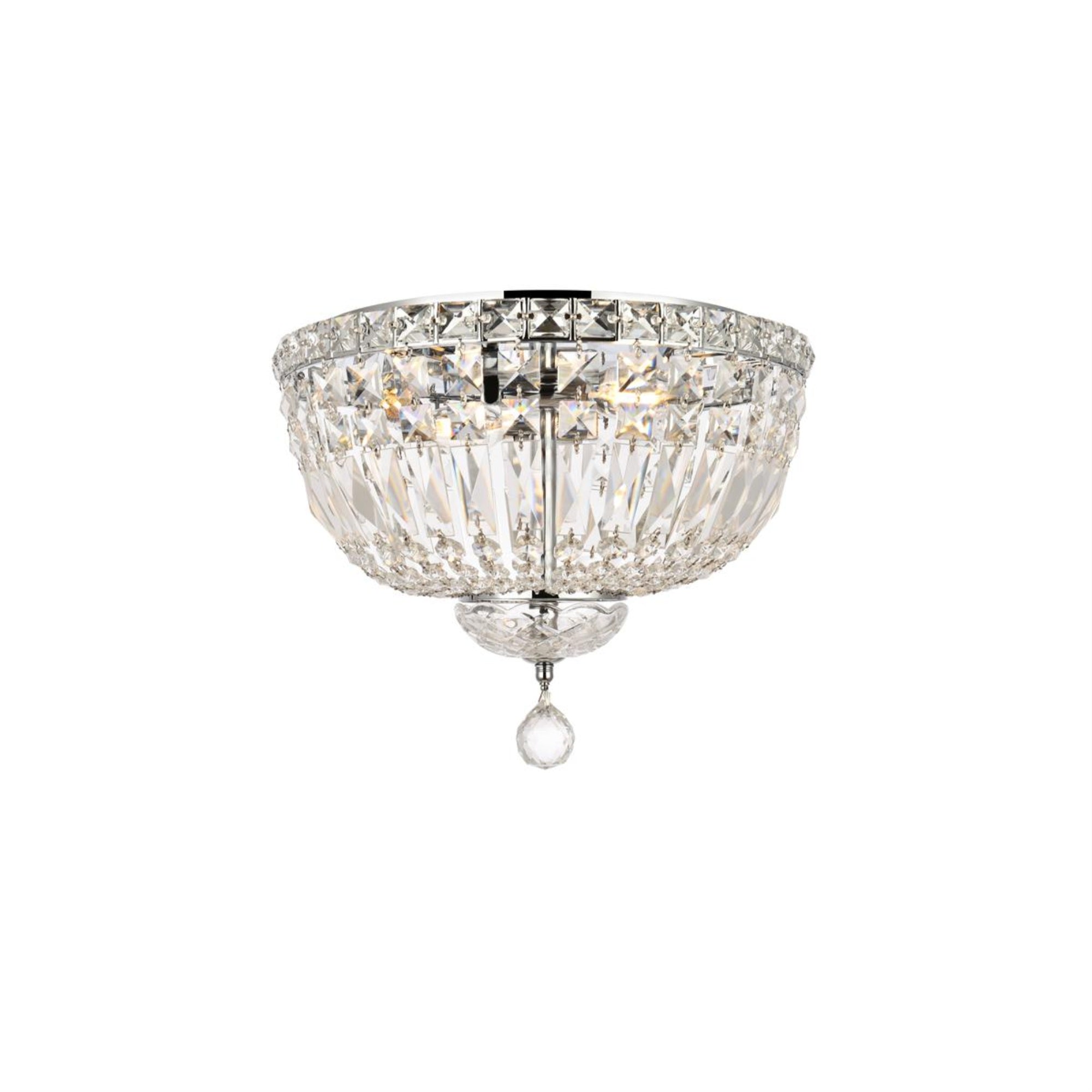 Tranquil 4 light Chrome Flush Mount Clear Royal Cut Crystal