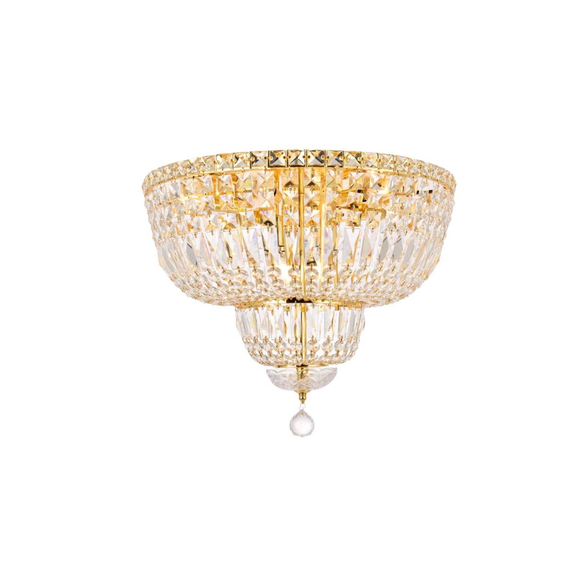 Tranquil 10 light Gold Flush Mount Clear Royal Cut Crystal