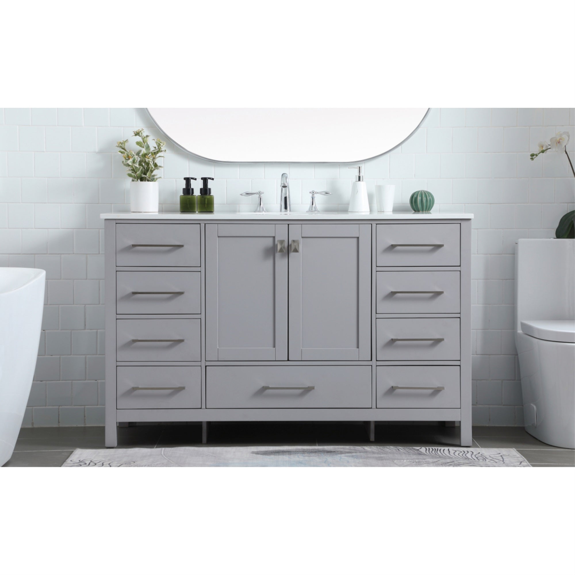 54 Inch SIngle Bathroom Vanity In Grey