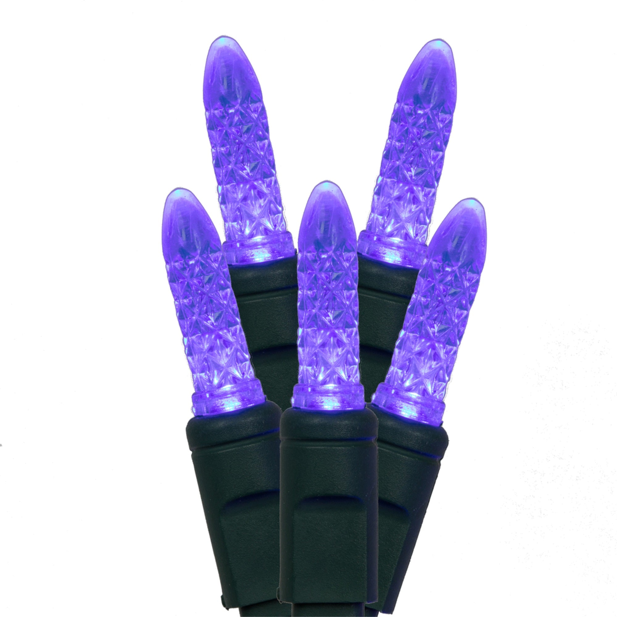 Vickerman 70 Blue M5 Faceted Led Light On Green Wire, 4&quot; Spacing X 24' Long Christmas Light Strand