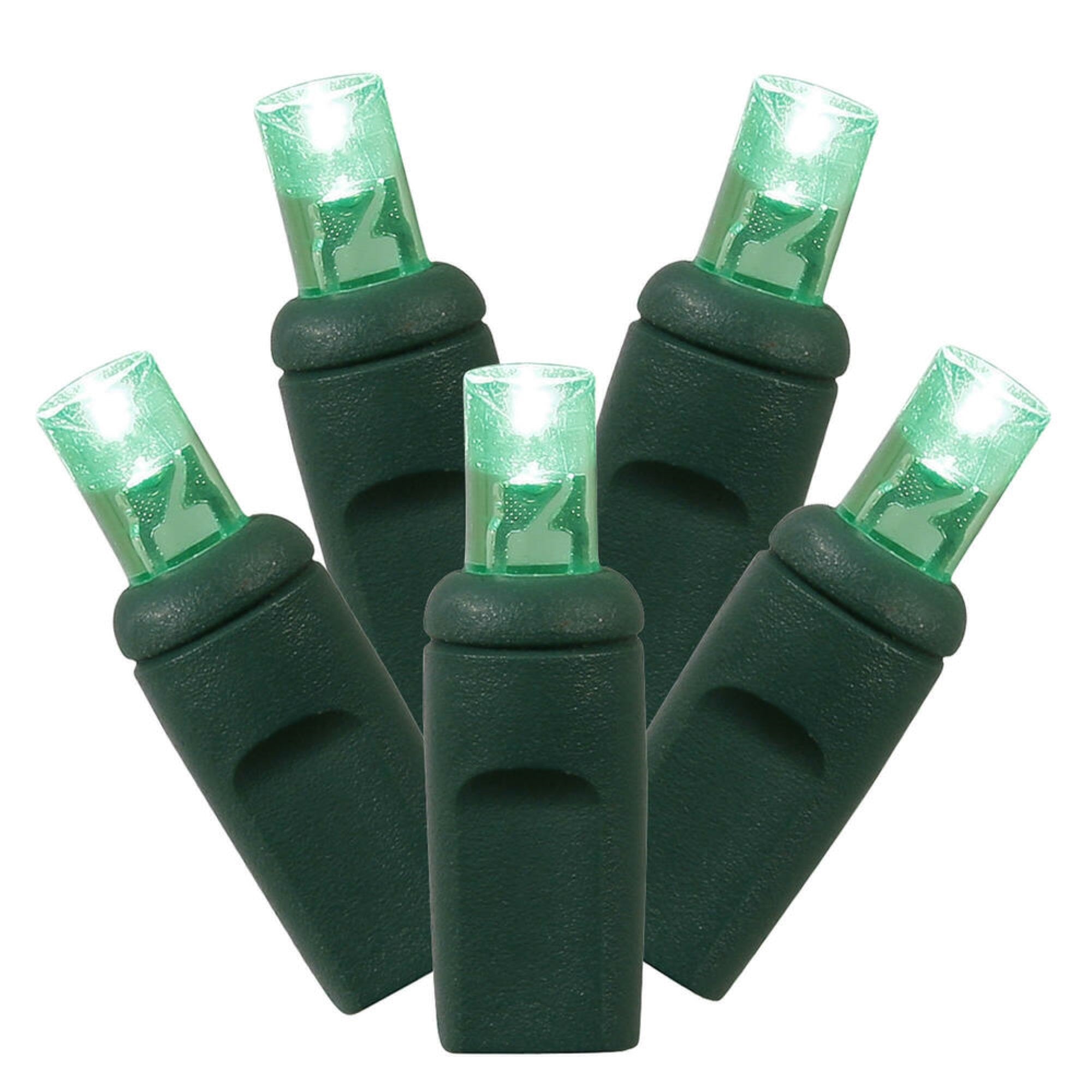 Vickerman 70 Green Twinkle Led Light On Green Wire, 4&quot; Spacing X 24' Long Light Strand.