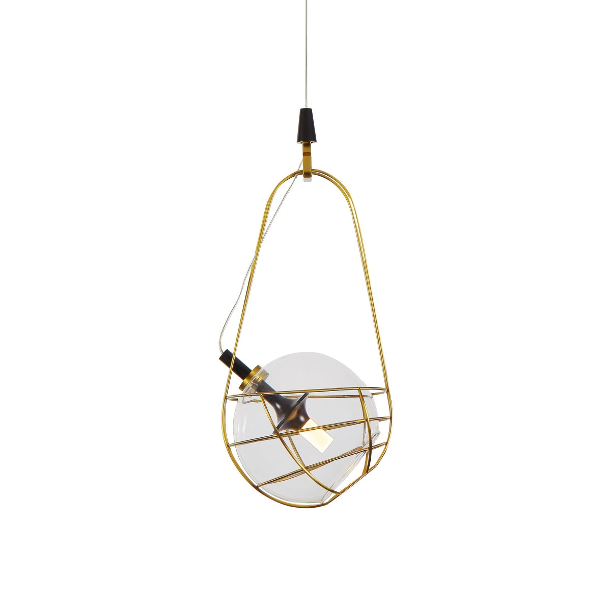 VONN Integrated LED Pendant Light Fixture, 8in Glass Shade, Antique Brass, Model VAP2151AB, 7.75inL x 7.25inW x 80inH