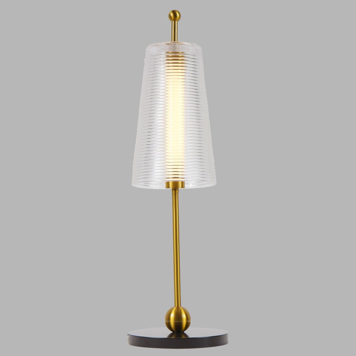 VONN Lighting Toscana Table Lamp, 20in Height, Integrated LED, Antique Brass, Model VAT6101AB, Glass Shade, 6inL x 6inW