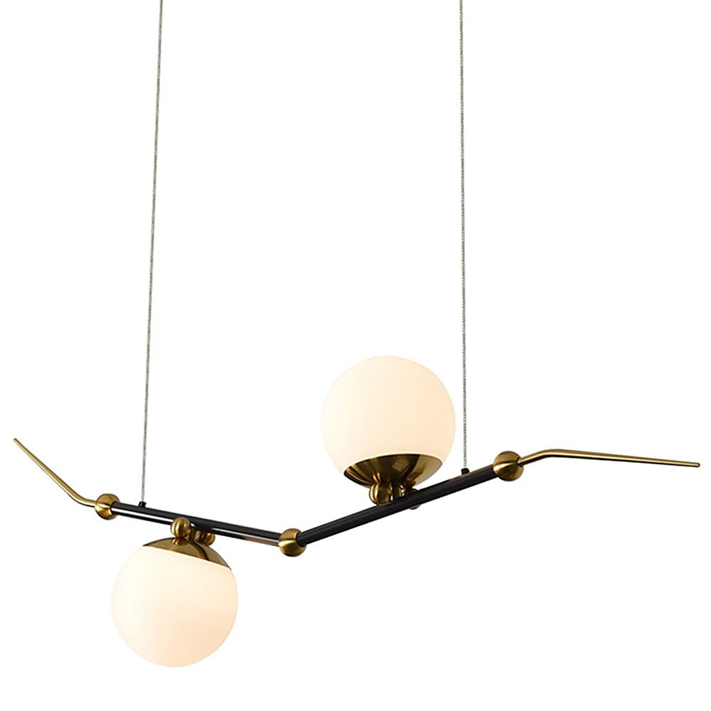 VONN Chianti Pendant Light 43in Height Adjustable Integrated LED Antique Brass 2 Glass Shades Model VAC3122AB