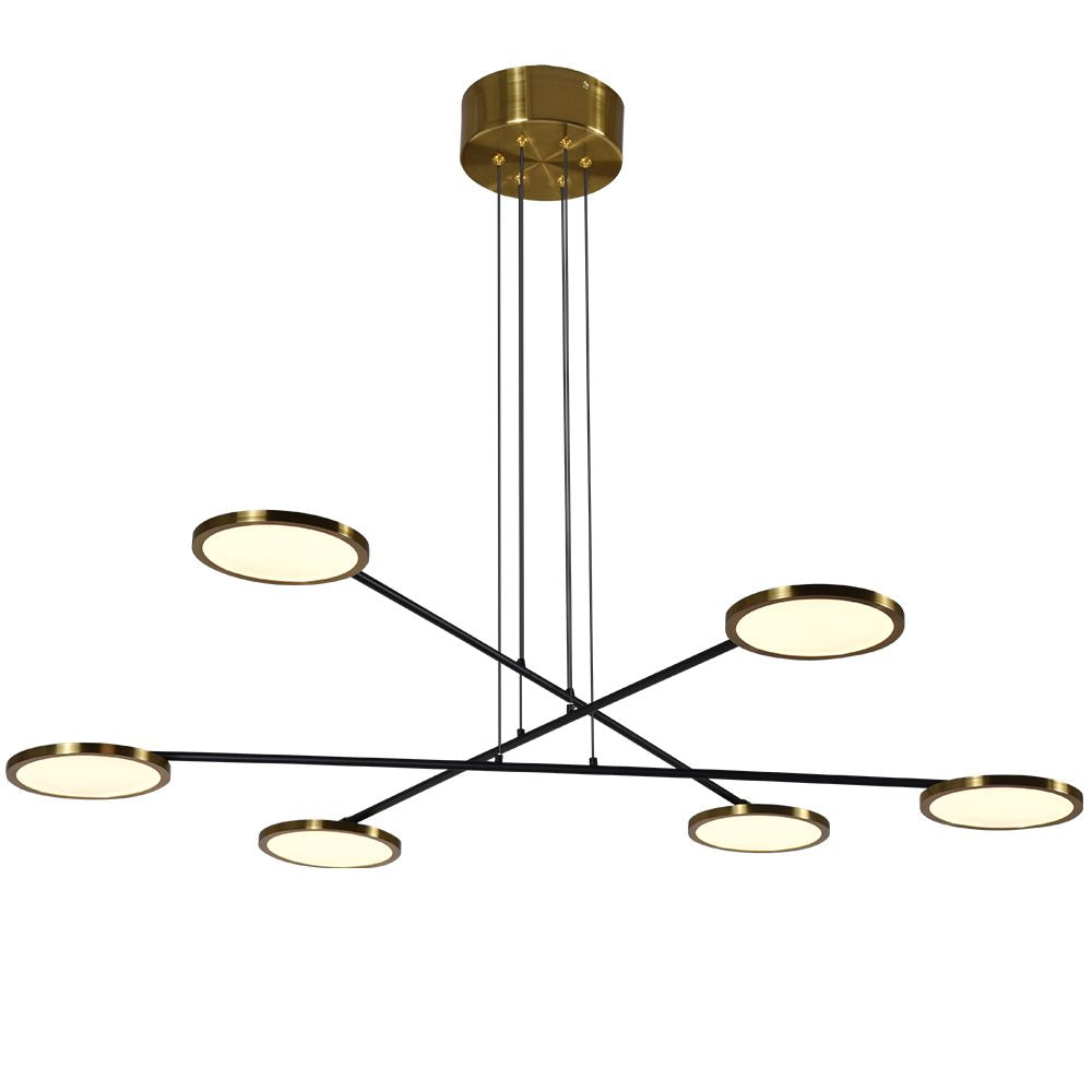 Vonn Lighting Torino Vac3196Ab 39" Pendant Light Height Adjustable Integrated Led Etl Certified Chandelier With 6 Rotating Led Disks In Antique Brass