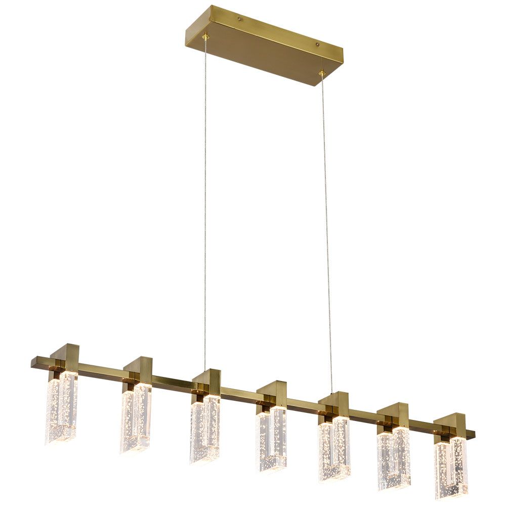 Vonn Lighting Sorrento Vac3137Ab 40" 7-Light Pendant Lighting Height Adjustable Integrated Led Etl Certified Linear Chandelier In Antique Brass