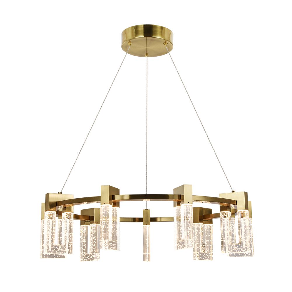 VONN 9-Light Pendant Chandelier Antique Brass Integrated LED 27in Height Adjustable Model VAC3139AB