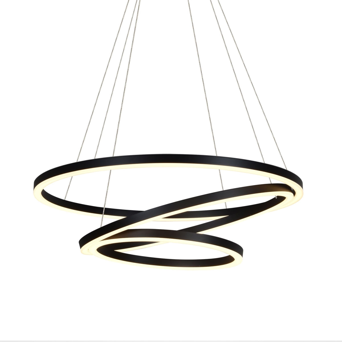 VONN Tania Trio Chandelier, 32in Adjustable Modern Lighting, Black Aluminum, Model VMC32500BL, 31.50in L x 31.50in W x