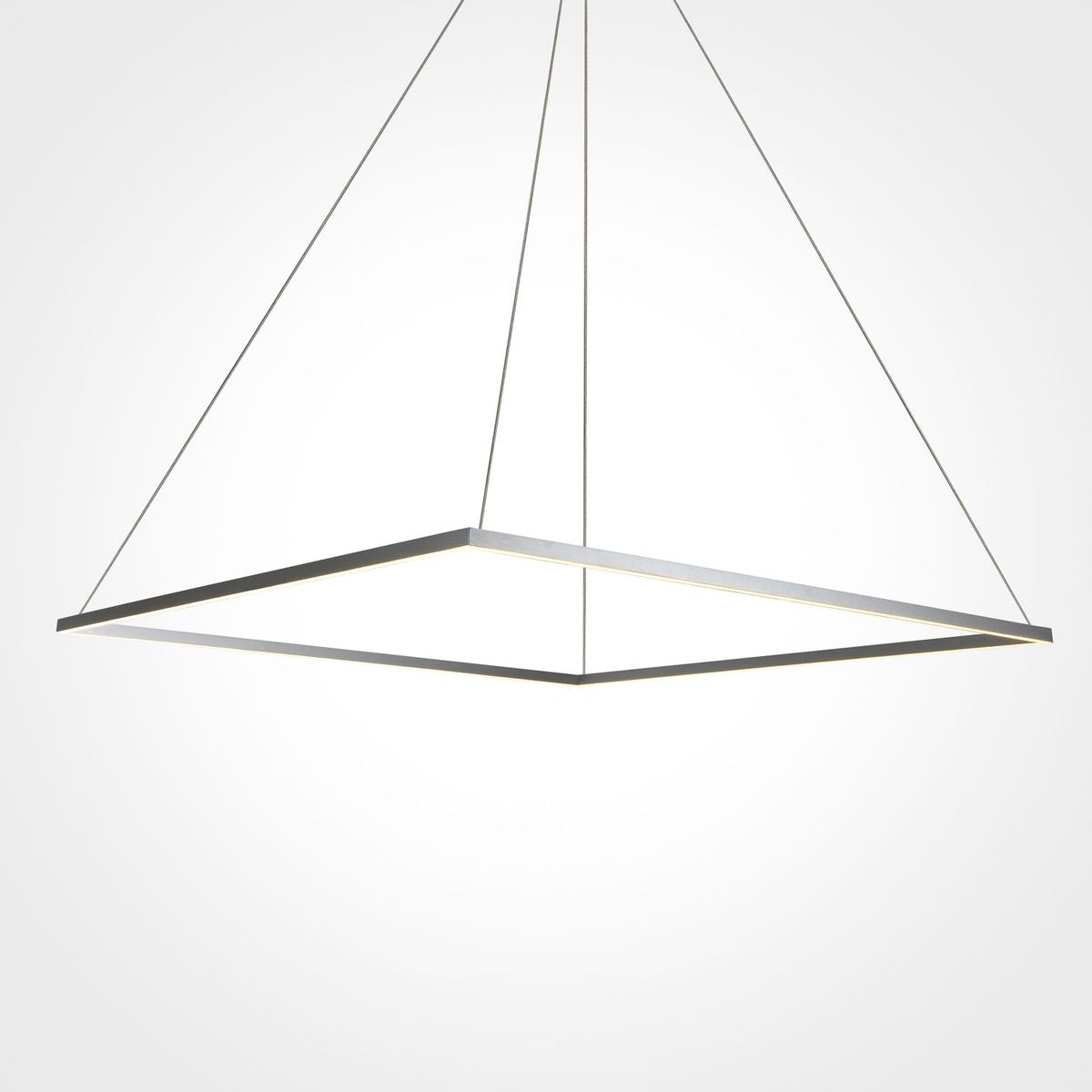 VONN Atria 39in Adjustable Suspension Modern Square LED Chandelier, Silver, Aluminum, Model VMC35511AL