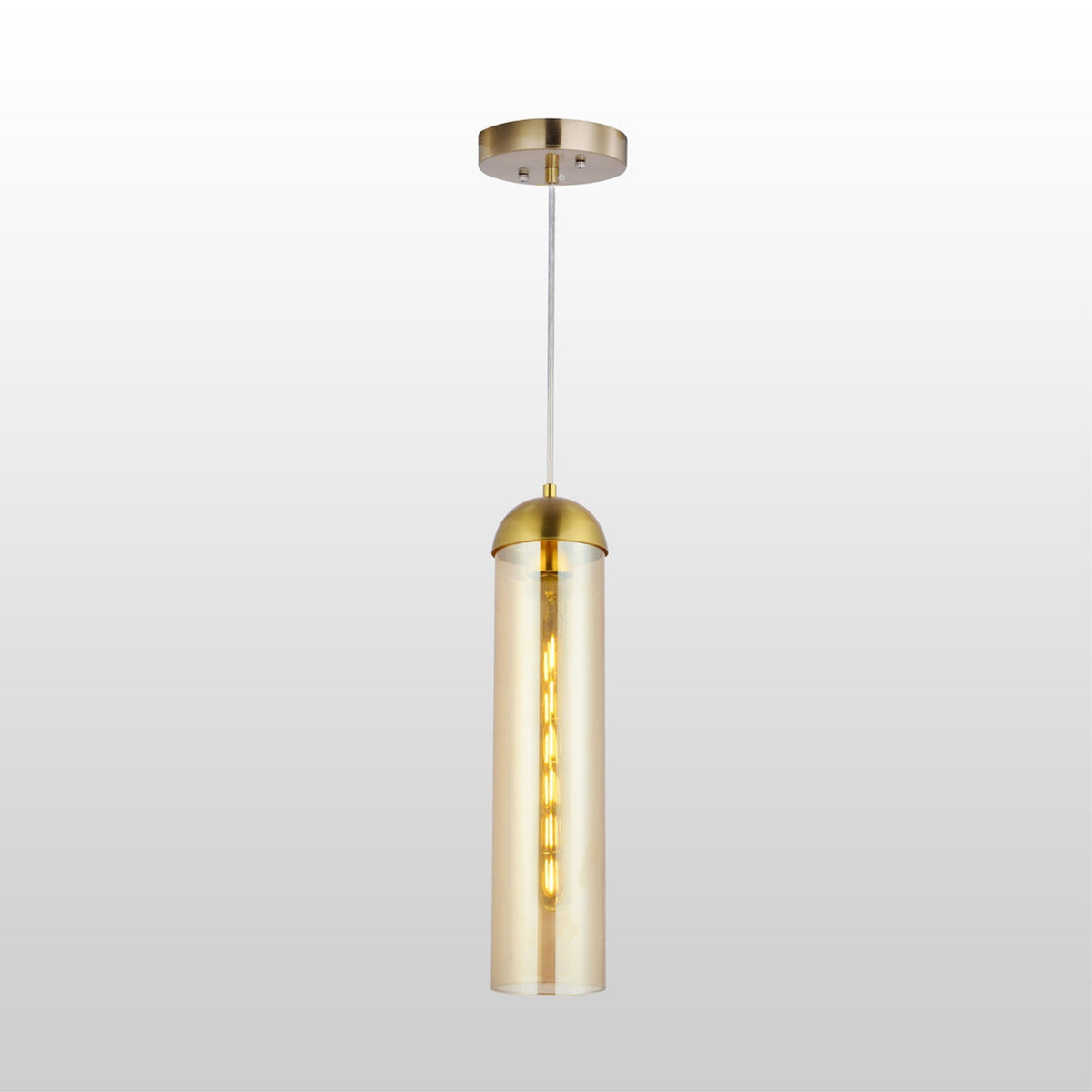 CARRO HOME Gidra Cylinder Glass Pendant Light  Brilliant Amber