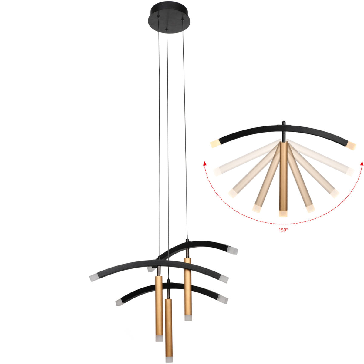 CARRO HOME Unique Design Suspending Dining Room Modern Decorative LED Chandelier Pendant Light-Brushed Gold