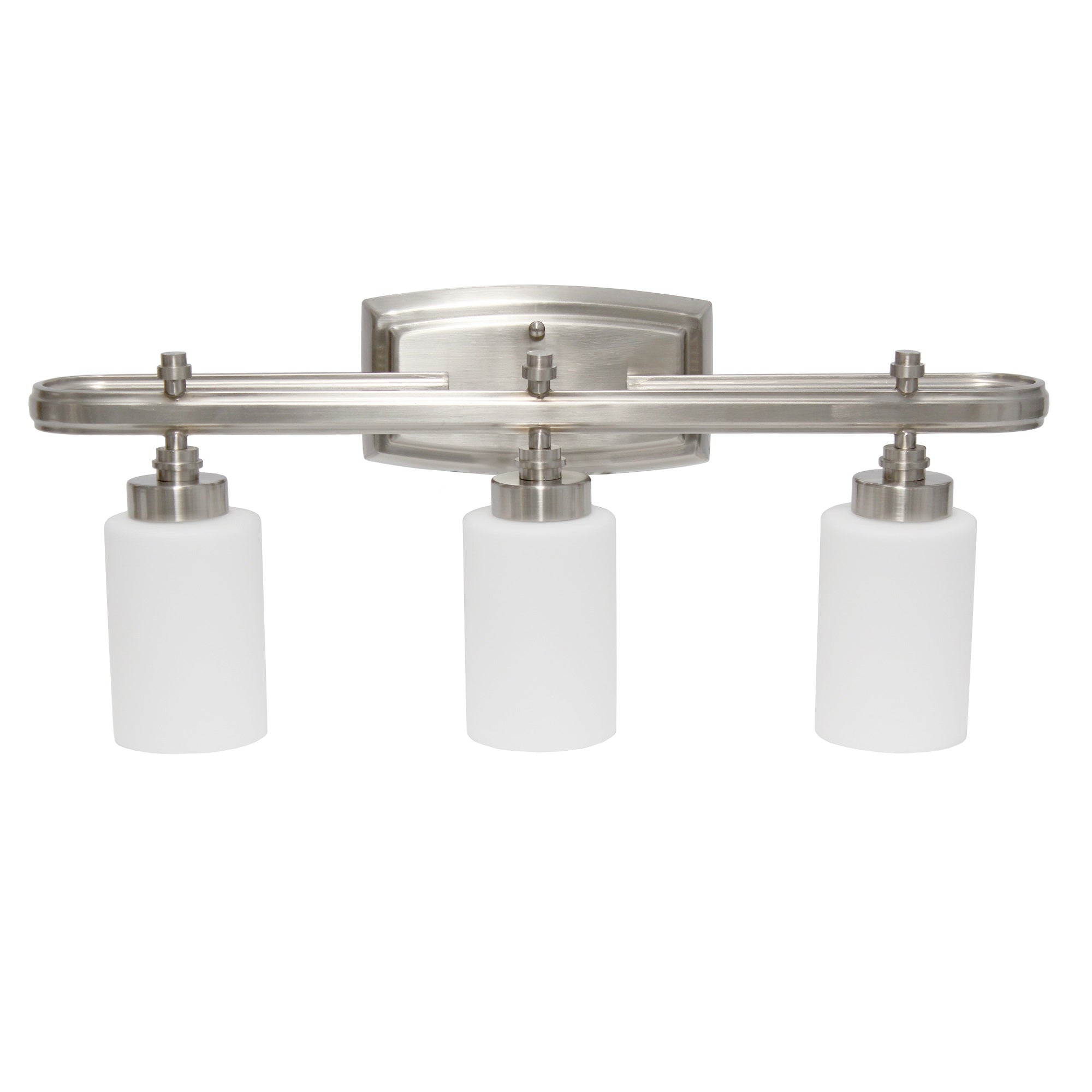Simple Designs VT1026-BSN Vanity Light, 3-Light Metal Oval Loop, Milk White Glass Shades, Brushed Nickel Finish