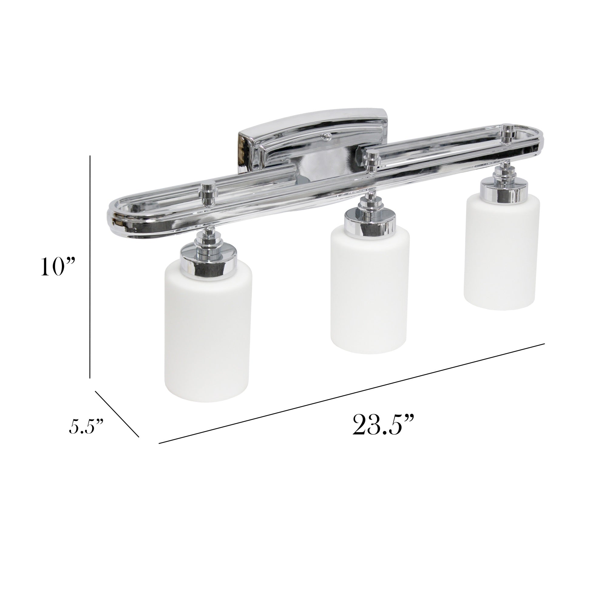Simple Designs Wall Mounted Vanity Light, 3-Light, Chrome, 23.5inL x 5.5inW x 10inH, Iron, Model VT1026-CHR